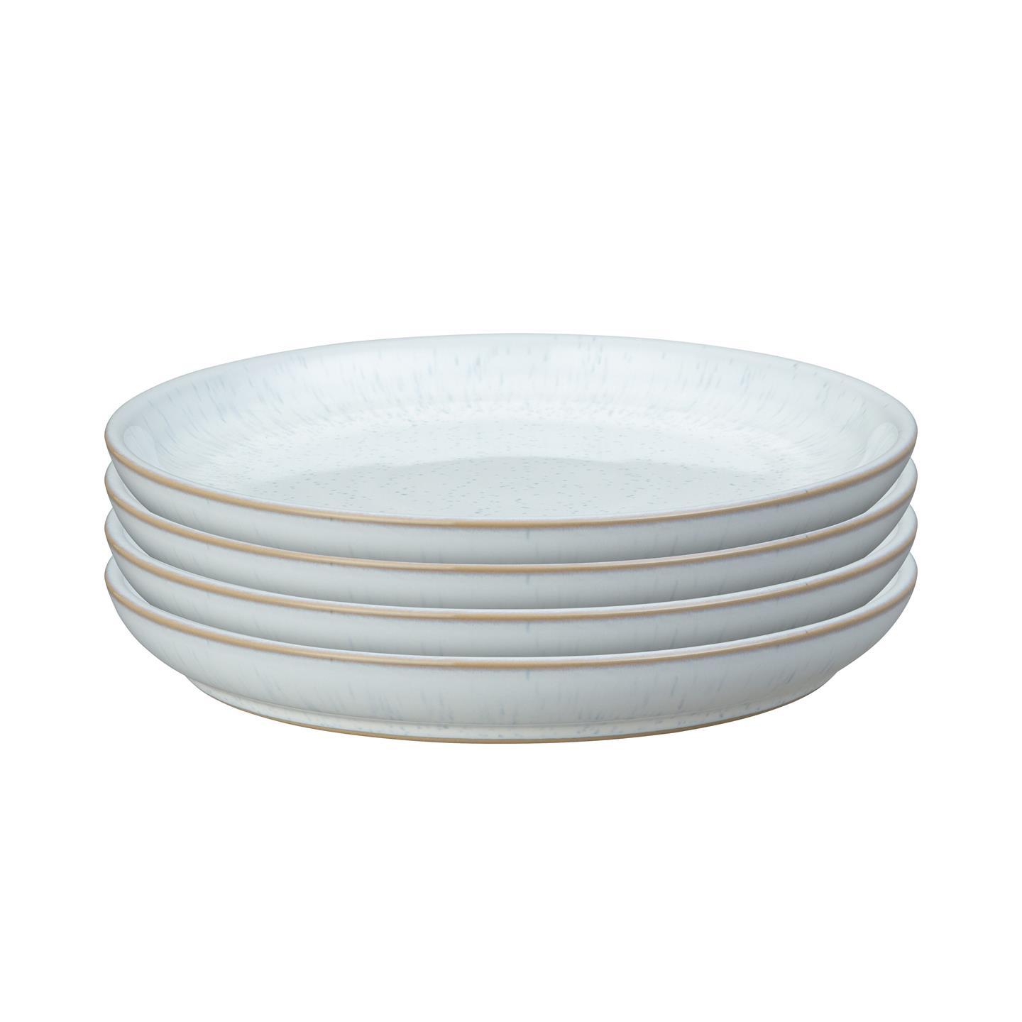 White Speckle Coupe Medium Plates - Set Of 4