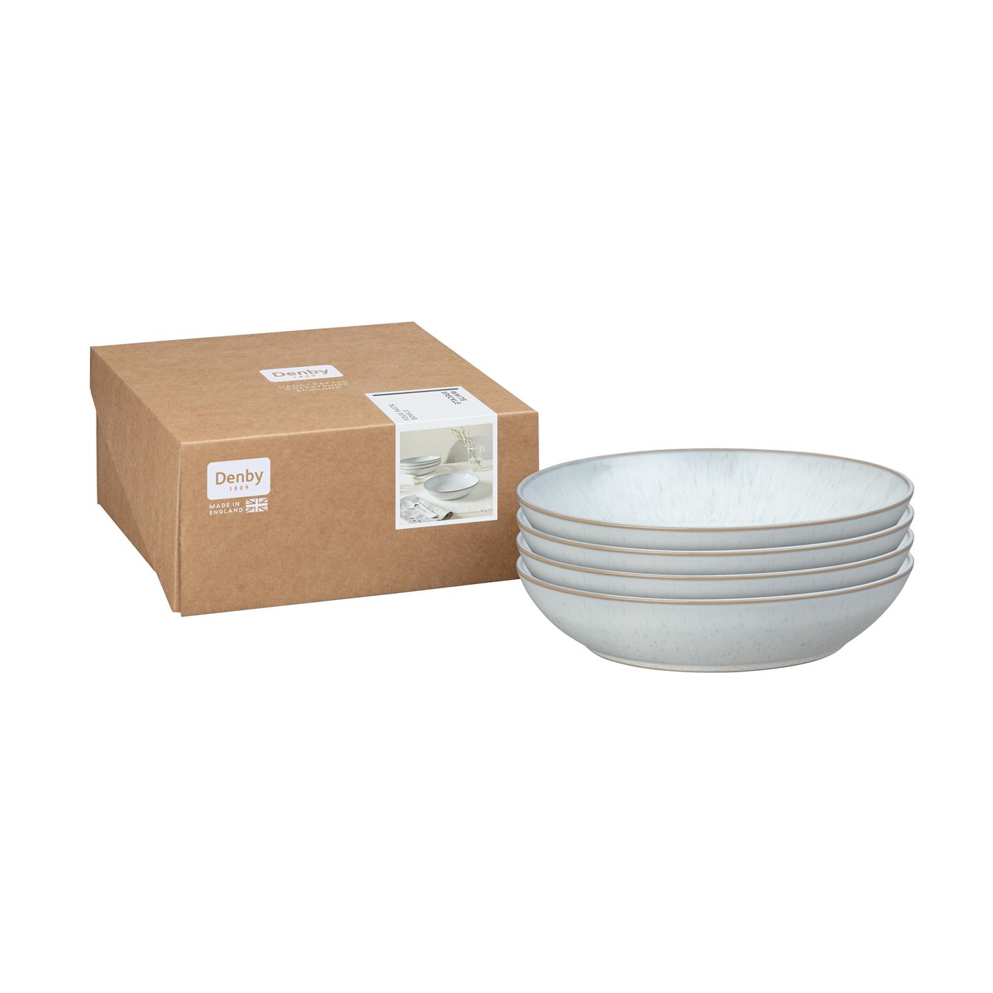 White Speckle Pasta Bowls - Set Of 4