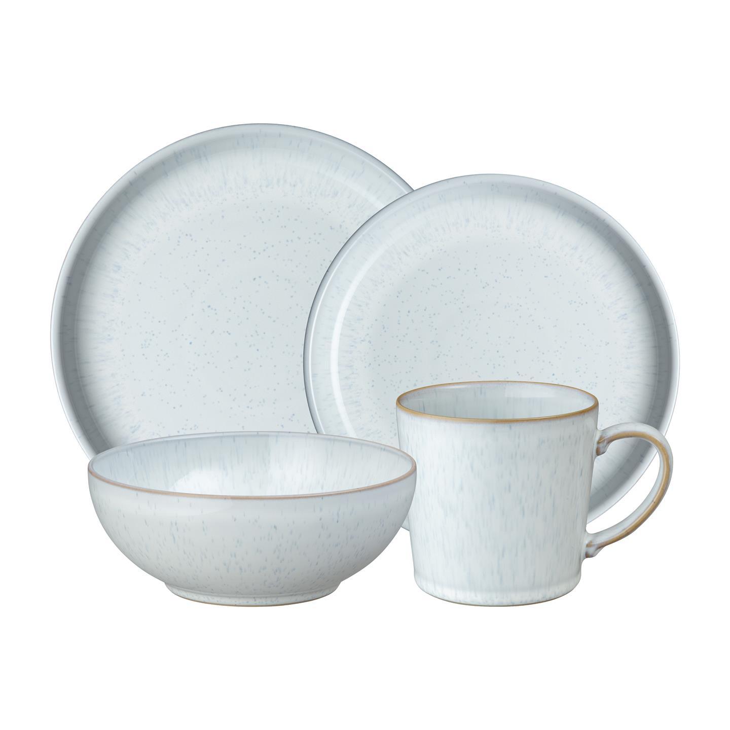 White Speckle 4 Piece Dinnerware Set