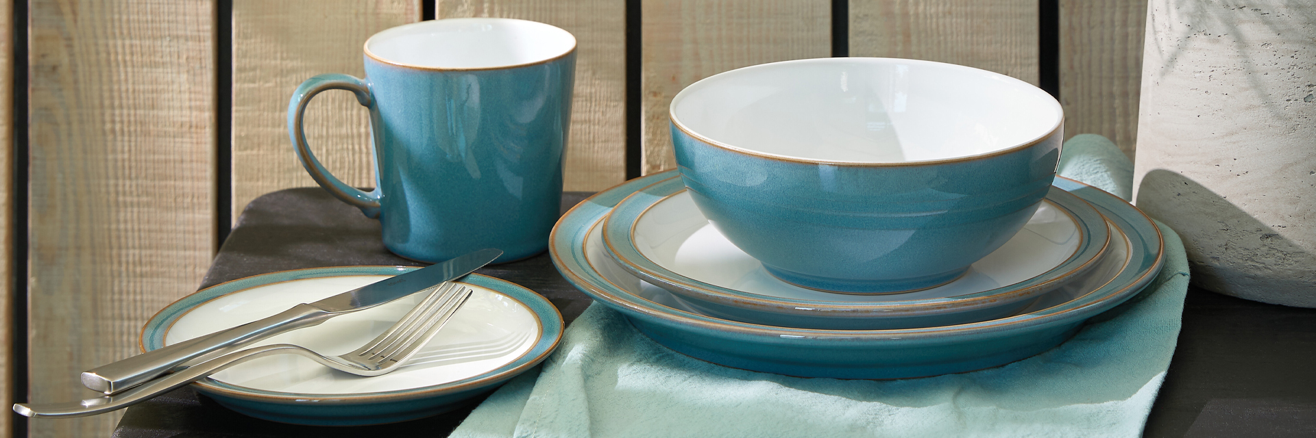 送料無料□zx041□Denby AZURE ラージプレート 2点 Denby（デンビー