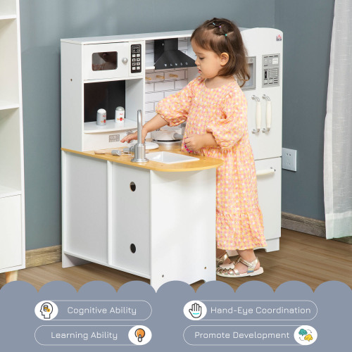 Large Play Kitchen with Full Set of Appliances for a Modern Day Pretend Kitchen, Tons of Storage, Corner Play Kitchen Set with Sound Effect