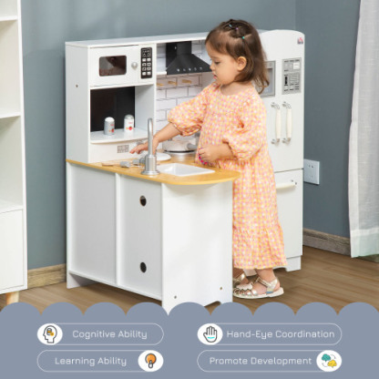 Large Play Kitchen with Full Set of Appliances for a Modern Day Pretend Kitchen, Tons of Storage, Corner Play Kitchen Set with Sound Effect
