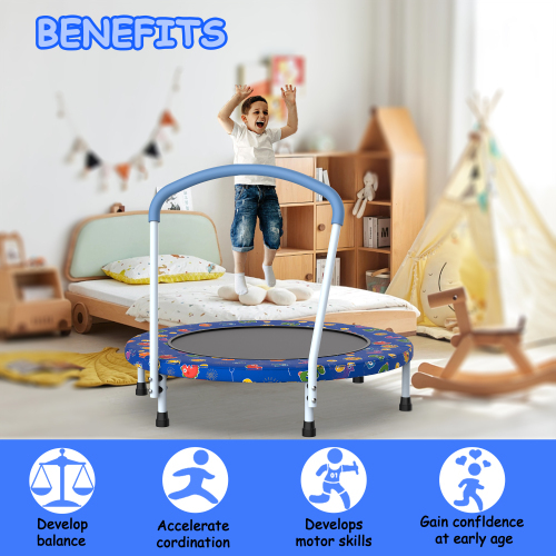 36inch Mini Trampoline for Kids Ages 1-6 Indoor Outdoor Trampoline with Handle Fun for Kids