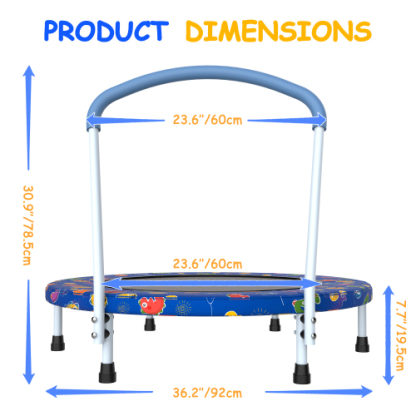 36inch Mini Trampoline for Kids Ages 1-6 Indoor Outdoor Trampoline with Handle Fun for Kids