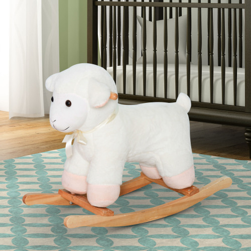 Lamb Rocking Horse Sheep, Nursery Stuffed Animal Ride On Rocker for Ki