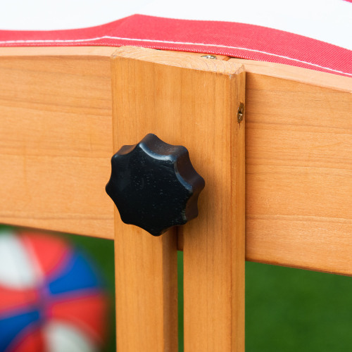 Wooden Kids Sandbox with Cover, Children Outdoor Sand Box with Foldable Bench Seats, Adjustable Canopy