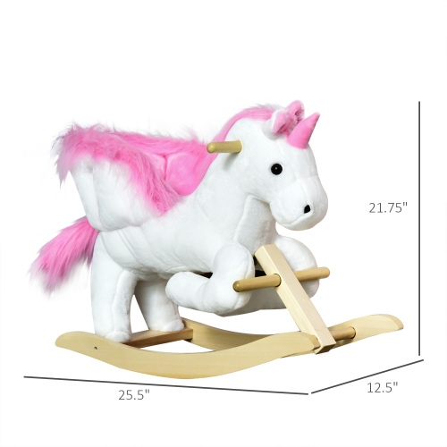 Unicorn Baby Rocking Horse Toy for Kids with Lullaby Song, Plush Ride on Horse with Heavy-Duty Support System