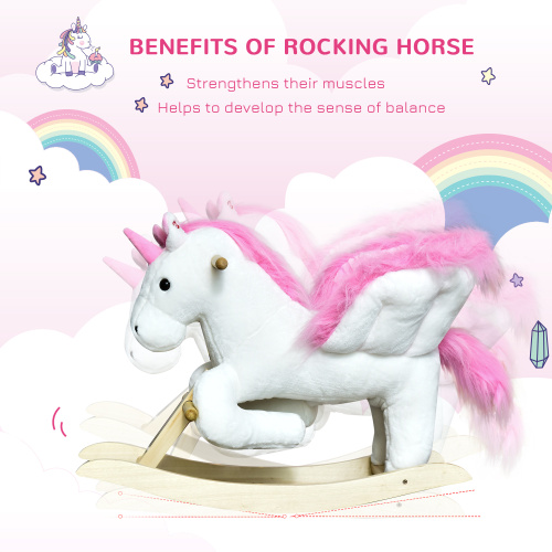 Unicorn Baby Rocking Horse Toy for Kids with Lullaby Song, Plush Ride on Horse with Heavy-Duty Support System