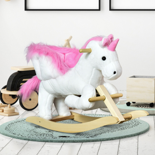 Unicorn Baby Rocking Horse Toy for Kids with Lullaby Song, Plush Ride on Horse with Heavy-Duty Support System