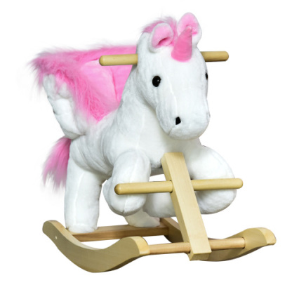 Unicorn Baby Rocking Horse Toy for Kids with Lullaby Song, Plush Ride on Horse with Heavy-Duty Support System