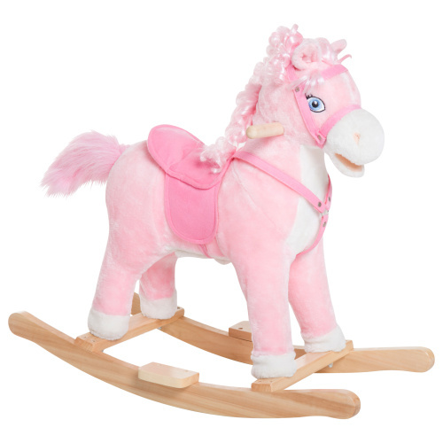 Lamb Rocking Horse Sheep, Nursery Stuffed Animal Ride On Rocker for Kids, Wooden Plush