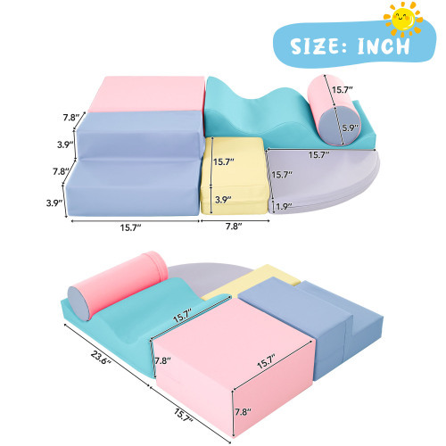 7-Piece Soft Foam Climbing Blocks for Toddlers,Soft Climb& Crawl Playset Indoor, Soft Play Equipment Climb and Crawl Playground for Kids