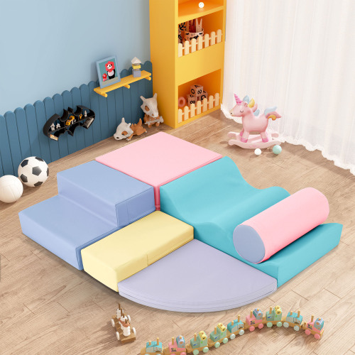 7-Piece Soft Foam Climbing Blocks for Toddlers,Soft Climb& Crawl Playset Indoor, Soft Play Equipment Climb and Crawl Playground for Kids