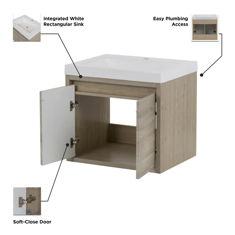 24.5" Wall-Mounted Single Bathroom Vanity Set