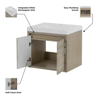 24.5" Wall-Mounted Single Bathroom Vanity Set