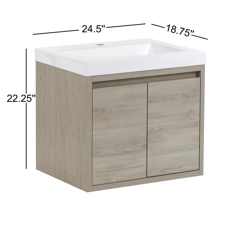 24.5" Wall-Mounted Single Bathroom Vanity Set
