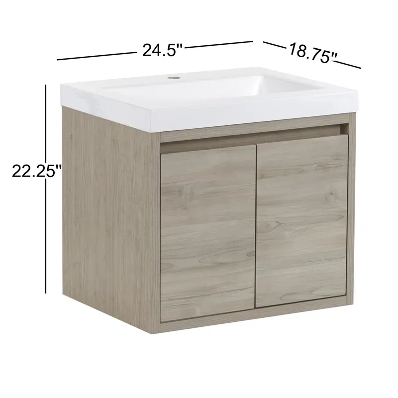 24.5" Wall-Mounted Single Bathroom Vanity Set