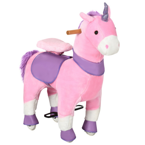 Ride On Real Walking Unicorn with Sparkly Horn, Soft Plush Ride On Rocking Horse Bearing 176lbs