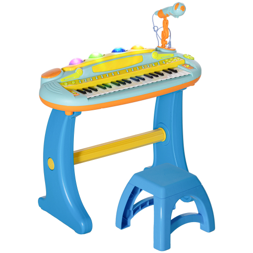 Kids Piano Toy Keyboard, 37 Key Piano for Toddlers, Electronic Music Educational Instrument with Microphone, Stool