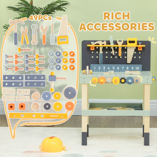 49 Piece Kids Workbench Playset, Pretend Play Toy Construction Tool Set for Toddlers Age 3-6 Years