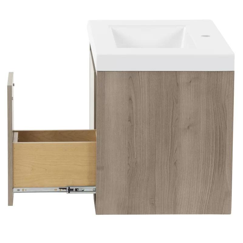 30.5" Wall-Mounted Single Bathroom Vanity With Cultured Marble Top