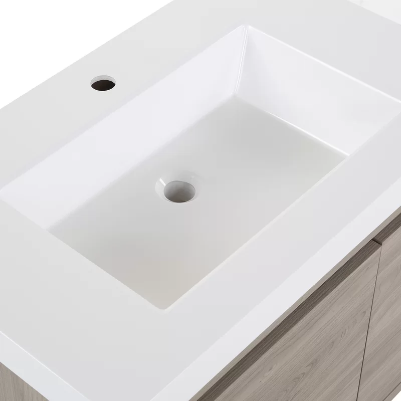 30.5" Wall-Mounted Single Bathroom Vanity With Cultured Marble Top