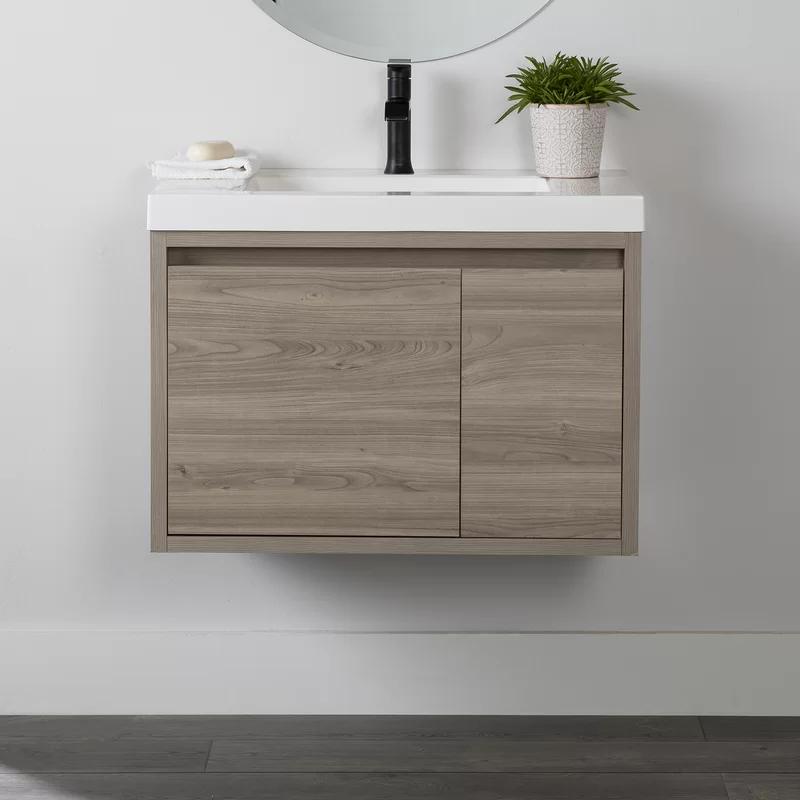 30.5" Wall-Mounted Single Bathroom Vanity With Cultured Marble Top
