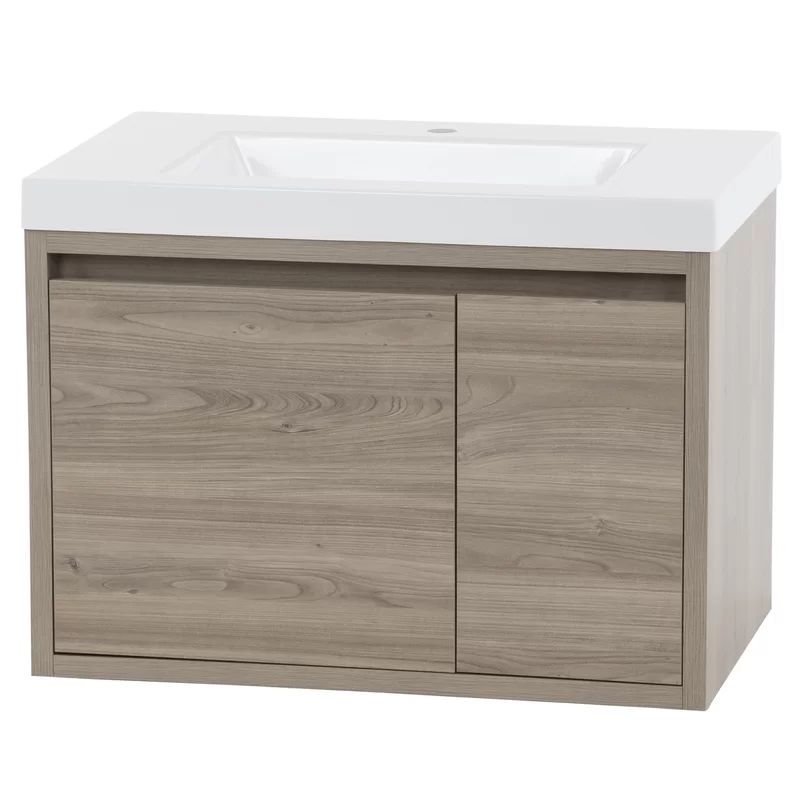 30.5" Wall-Mounted Single Bathroom Vanity With Cultured Marble Top