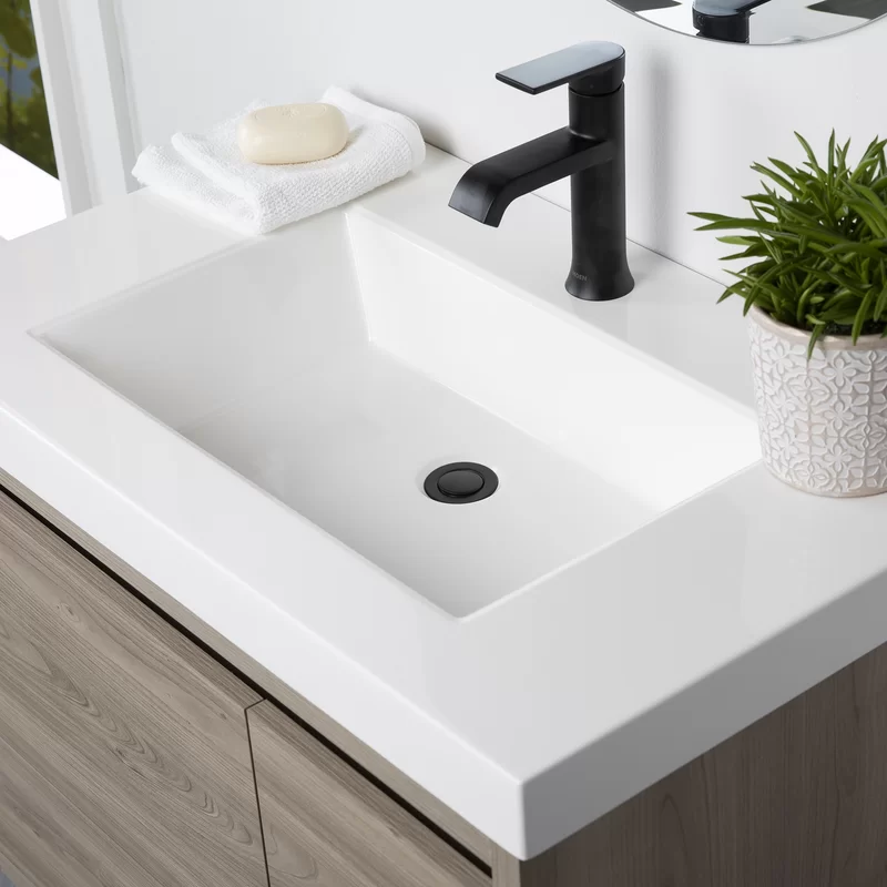 30.5" Wall-Mounted Single Bathroom Vanity With Cultured Marble Top