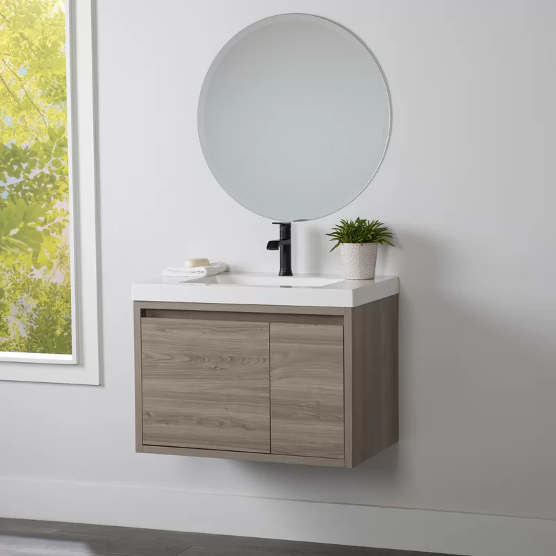 30.5" Wall-Mounted Single Bathroom Vanity With Cultured Marble Top