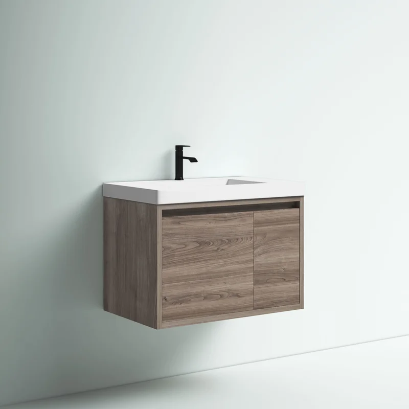 30.5" Wall-Mounted Single Bathroom Vanity With Cultured Marble Top