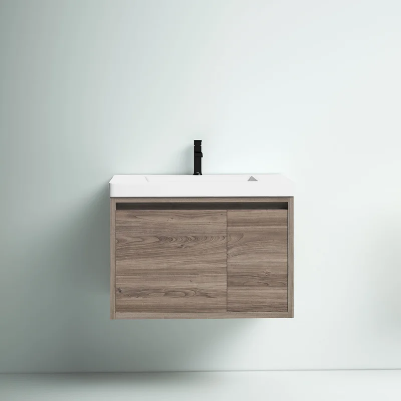 30.5" Wall-Mounted Single Bathroom Vanity With Cultured Marble Top