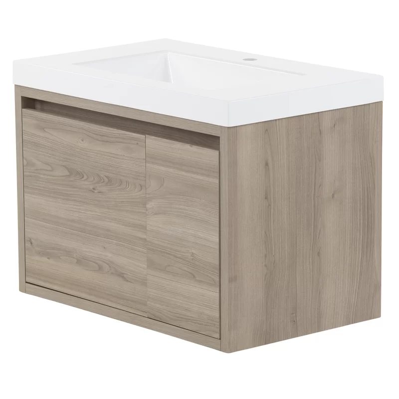30.5" Wall-Mounted Single Bathroom Vanity With Cultured Marble Top