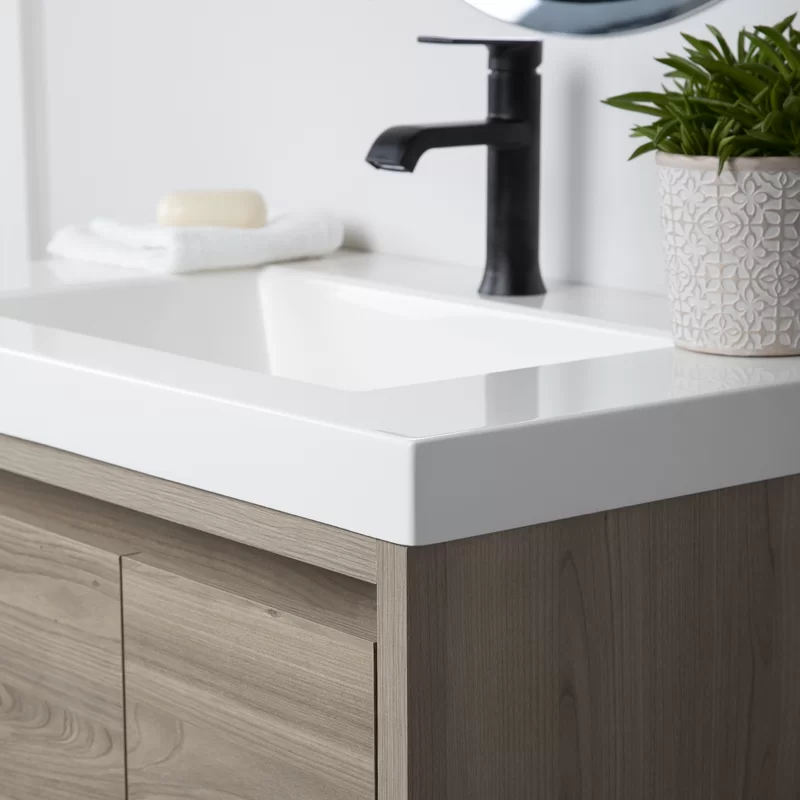 30.5" Wall-Mounted Single Bathroom Vanity With Cultured Marble Top