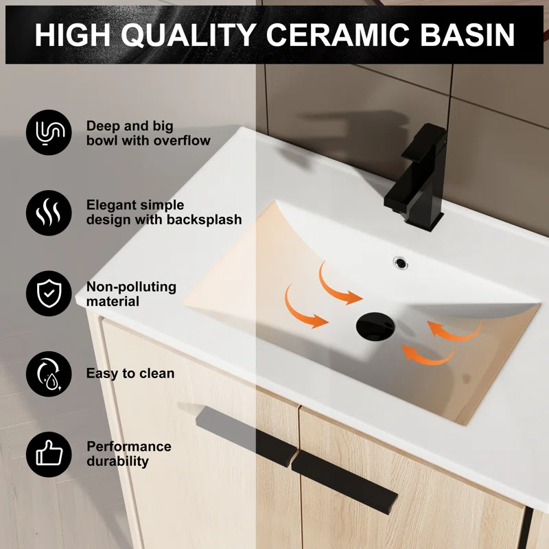 30 Inch Bathroom Vanity Base with Basin