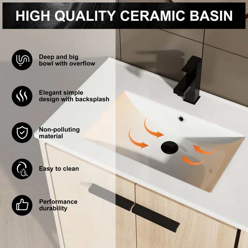 30 Inch Bathroom Vanity Base with Basin