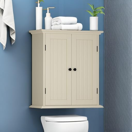 Bathroom Wall Cabinet, Over The Toilet Space Saver Storage Cabinet, Medicine Cabinet with 2 Door and Adjustable Shelves