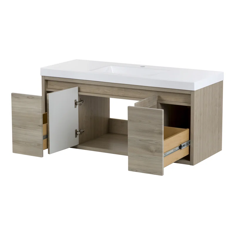 48.5" Wall-Mounted Single Bathroom Vanity With Cultured Marble Top