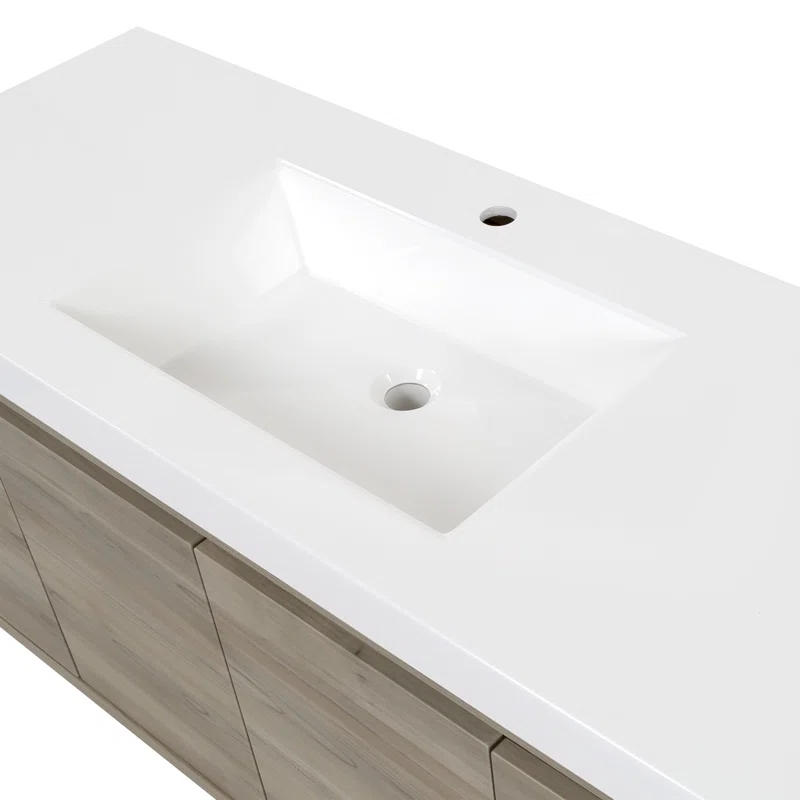 48.5" Wall-Mounted Single Bathroom Vanity With Cultured Marble Top