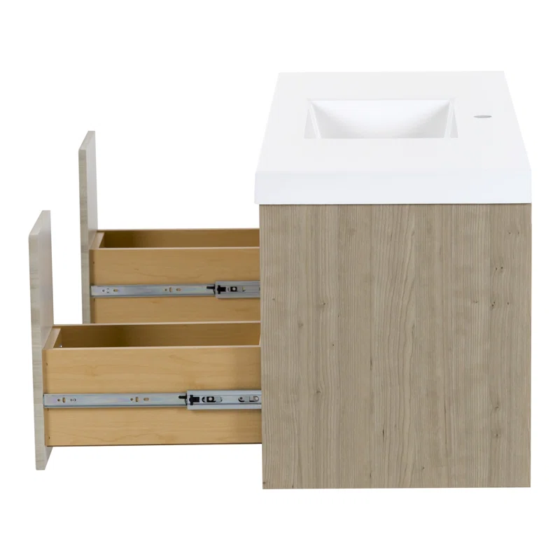 48.5" Wall-Mounted Single Bathroom Vanity With Cultured Marble Top