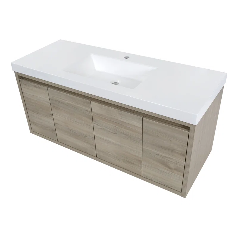 48.5" Wall-Mounted Single Bathroom Vanity With Cultured Marble Top