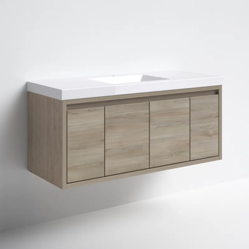 48.5" Wall-Mounted Single Bathroom Vanity With Cultured Marble Top