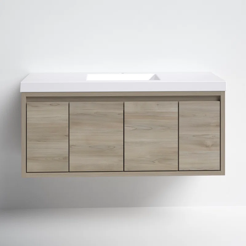 48.5" Wall-Mounted Single Bathroom Vanity With Cultured Marble Top