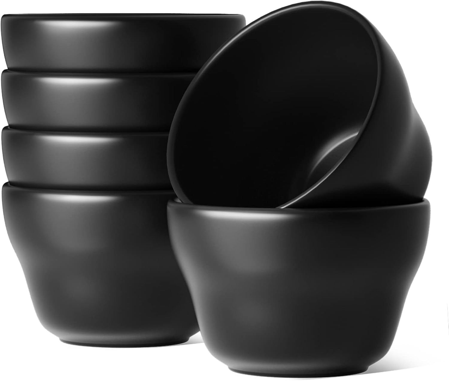 Small Bowls Dessert Bowls Chili Bowls 8 Ounce Bouillon Cups for Dessert Soup Dipping Sauce Coffee Cupping - Set of 6, Maze Black