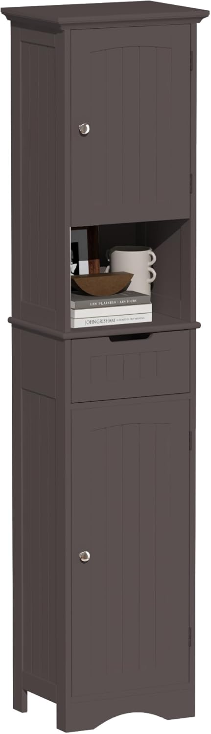 67" Tall Bathroom Storage Cabinet Freestanding with Adjustable Shelves