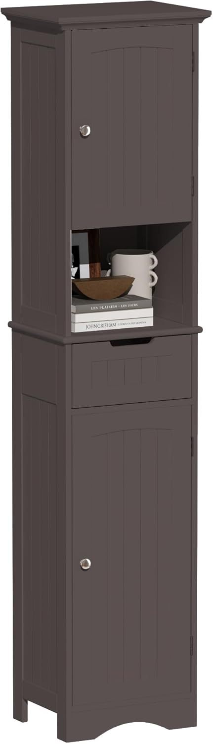 67" Tall Bathroom Storage Cabinet Freestanding with Adjustable Shelves