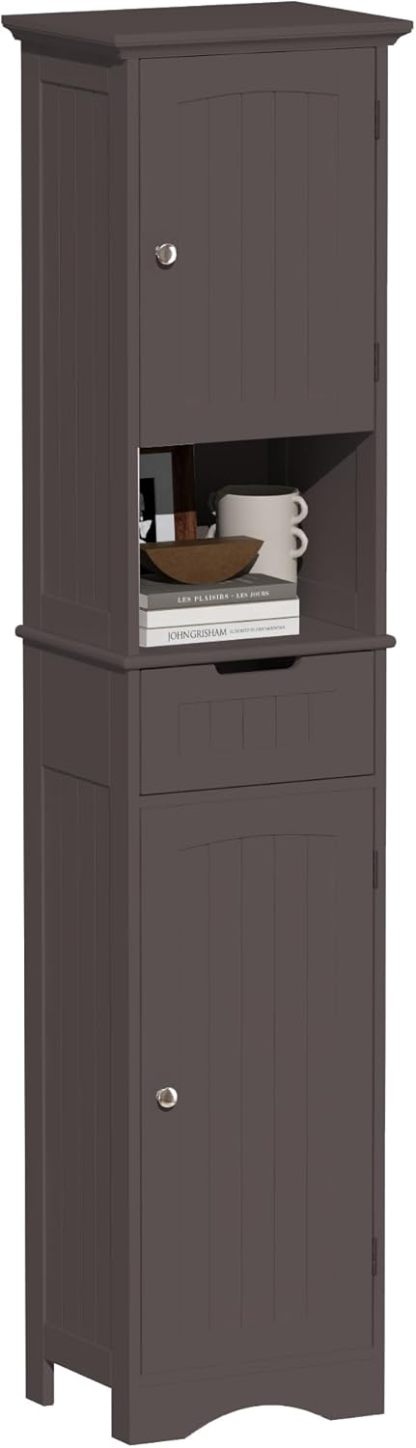 67" Tall Bathroom Storage Cabinet Freestanding with Adjustable Shelves