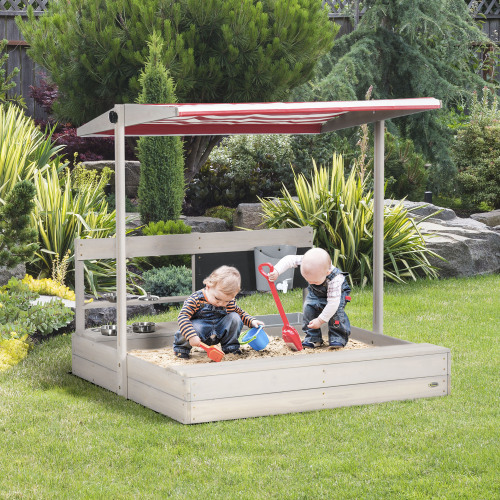 Wooden Sandbox Backyard Toy with Kitchen Playset Accessories, Outdoor Activity Gift for Girls and Boys