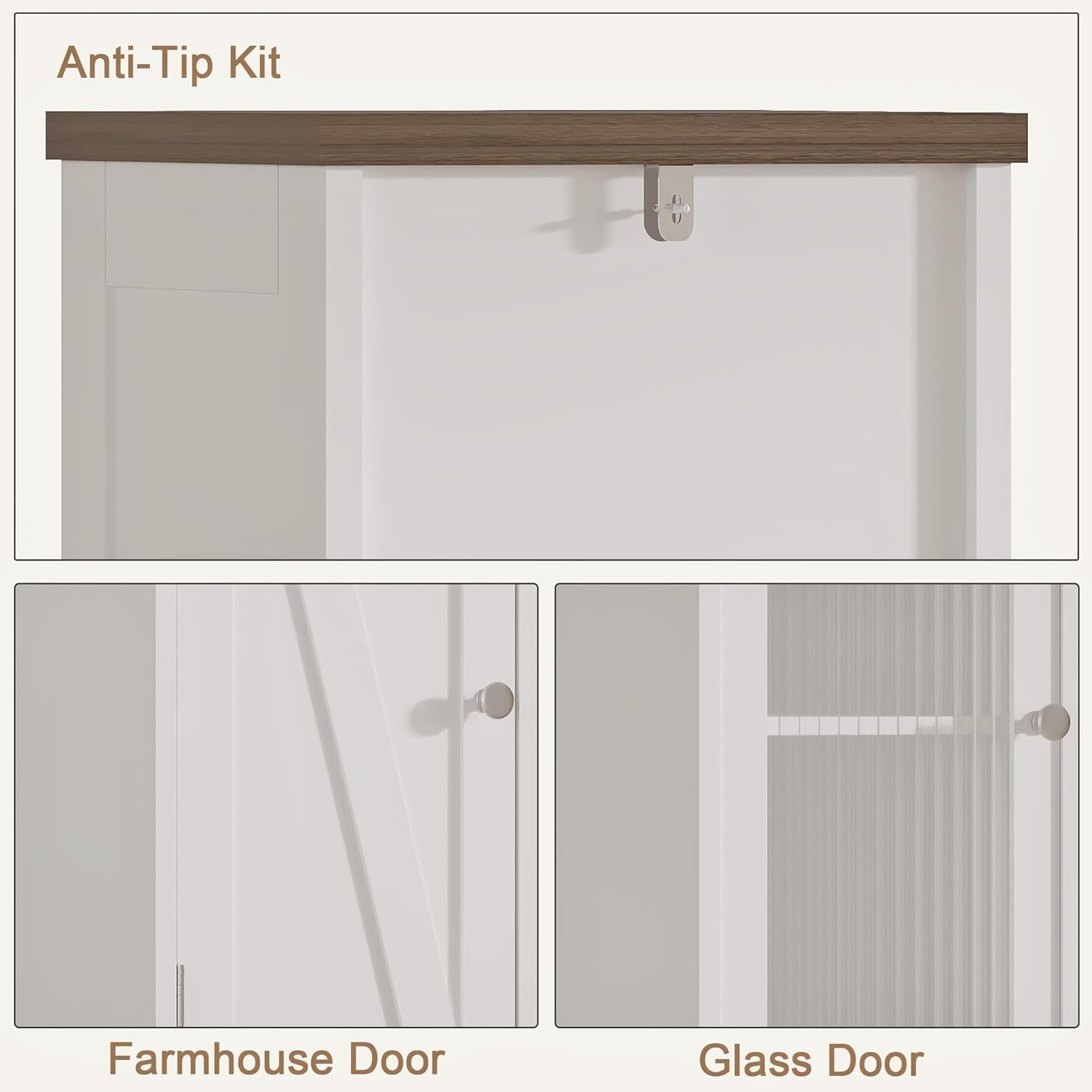 Tall Bathroom Storage Cabinet with Light，5-Tier Narrow Bathroom Cabinet with 2 Doors