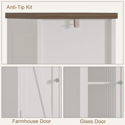 Tall Bathroom Storage Cabinet with Light，5-Tier Narrow Bathroom Cabinet with 2 Doors